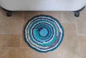 upcycled t shirt crochet bath mat rug