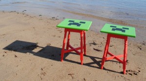minecraft tables - custom upcycled painted furniture